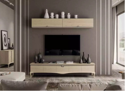 TV stand wall shelf wooden table wall shelf beige classic design new