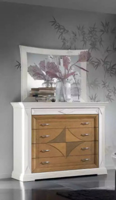Chest of drawers with Mirror Sideboards Wood Chests of drawers Furniture 2pcs White Italy