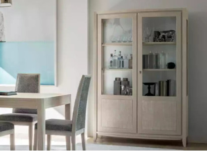 Display case Living room Furniture Wood Showcases Glass Wardrobe Beige Sideboard new