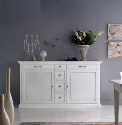 Luxury Chest of drawers White Sideboard Wood Wardrobe Living room Furniture Italy