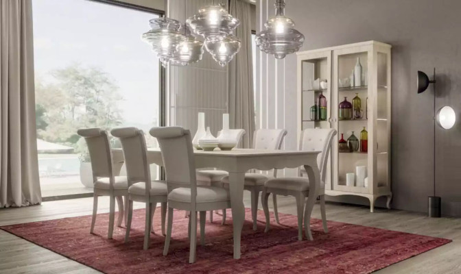 Dining table 6x chairs display case 8 pieces. Dining room Group Suite Seating group