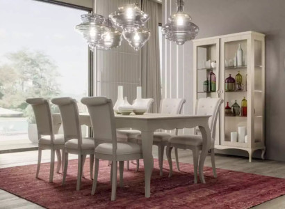 Dining table 6x chairs display case 8 pieces. Dining room Group Suite Seating group
