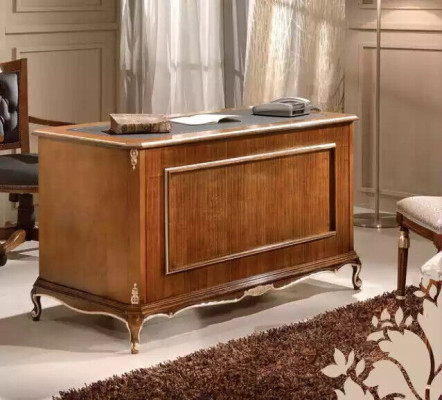 Desk brown wooden desk Table drawers Classic Office furniture