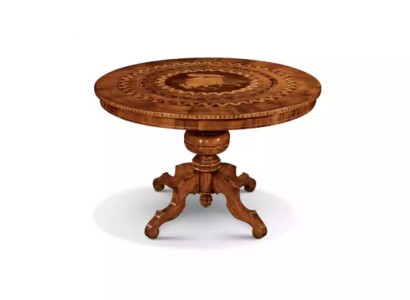 Dining table Dining room Brown Round Classic Table Design Wood Luxury Furniture