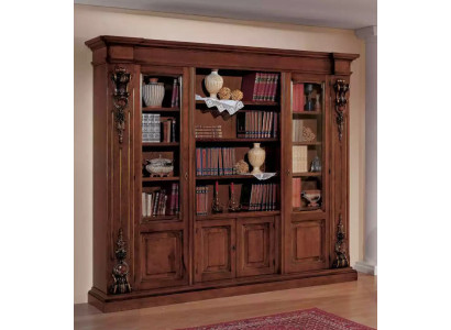 Large Brown Bookshelf Luxury Display Case Wooden Cabinet Massivolz Furniture