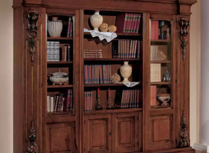 Large Brown Bookshelf Luxury Display Case Wooden Cabinet Massivolz Furniture