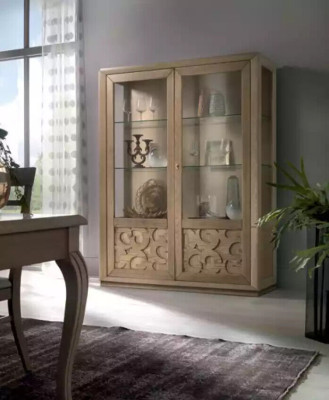 Display cases Wood Glass Wardrobe Brown Display case Living room Furniture Sideboard new