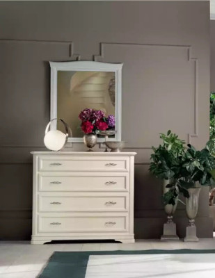 Chest of drawers with Mirror Wood Chests of drawers Furniture Modern Wardrobe Beige 2 pcs. new