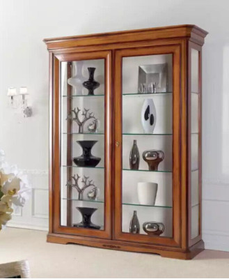 Classic r Display case Wardrobe Classic Glass Cabinet Brown Cabinets Wood