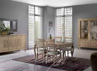 Design Dining room Set Dining table 8pcs Wood Furniture Sideboard 4x Chairs new