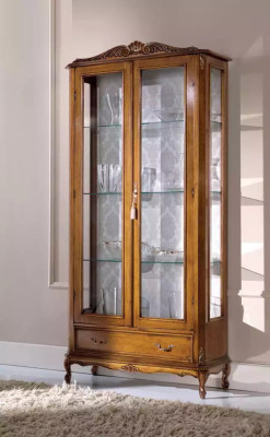 Luxury Glass Display Cabinets Brown Wood Classic Furniture Display case Wardrobe