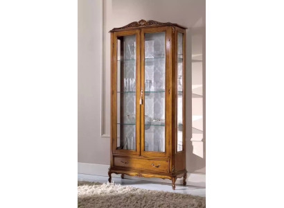 Luxury Glass Display Cabinets Brown Wood Classic Furniture Display case Wardrobe
