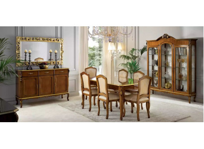 Classic r Dining table Table Wood Dining room Suite 6x Chairs 9 pcs.