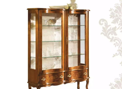 High-quality brown wooden display cabinet with glass shelves Classic Furniture display cabinets