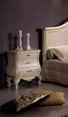 Modern Designer Bedside table from white Wood in Bedroom Classic Furniture