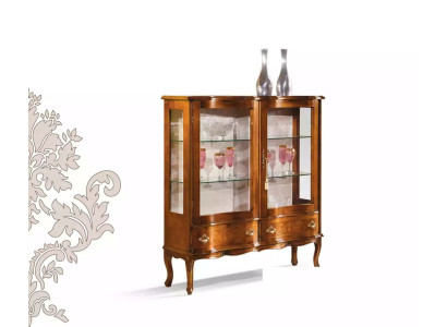 Glass Luxurious Brown Wood Display case Exclusive Living room Furniture new