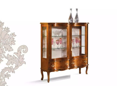 Glass Luxurious Brown Wood Display case Exclusive Living room Furniture new
