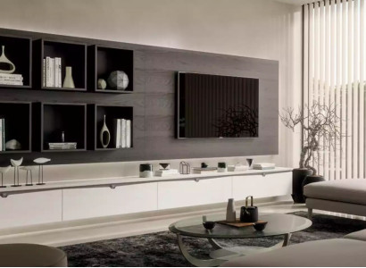 Design wall cabinet Shelf Living room TV lowboard Wood Wall Shelves Italy