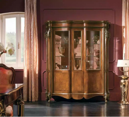 Display case Cabinets Wood Luxury Living room Furniture Glass Wardrobe Brown new