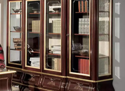 Classic s Brown Bookshelf Drawers Glass Doors Solid wood Furniture