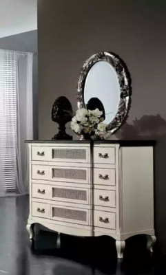 Bed 2x Bedside tables 5 pieces. Italian Furniture Bedroom Chest of drawers Wood