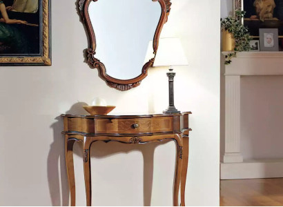 Elegant Brown Console table Mirror Classic Bedroom Set