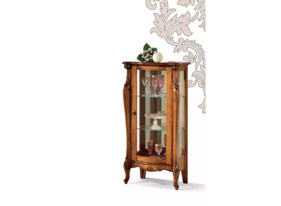 Classic Brown Glass Display Cabinet Luxury Wooden Furniture Glass Door Living room Furniture