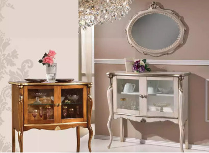 Classic Glass Display Cabinet Luxury Storage Table Living room Furniture Wood