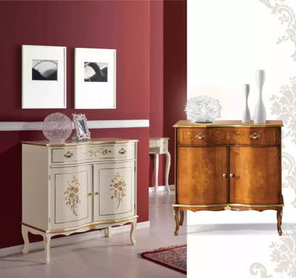 Luxurious White Sideboard with Drawers Furniture Wooden Cabinet Lamp Lamps