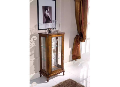 Classic Brown Display Case Luxury Glass Cabinet Designer Wooden Furniture Living Room