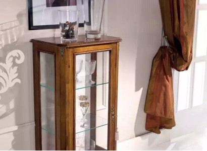 Classic Brown Display Case Luxury Glass Cabinet Designer Wooden Furniture Living Room