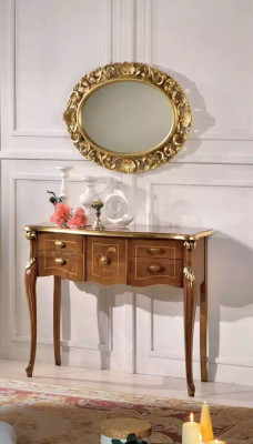 Classic r Console table Brown wooden table Living room Designer Furniture