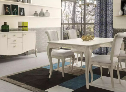 Dining room set white dining table 4x chairs sideboard elegant design new 6 pieces.