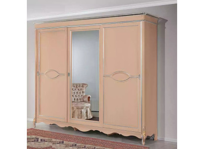 Beige Bedroom Wardrobe 3 doors Solid wood Furniture Classic