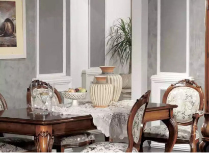 Dining room Furniture Dining table Solid wood 4x Chairs with Armrests Furniture