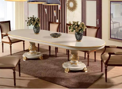 Luxury Dining room Table Oval White Dining Tables Wood Italian Furniture Art Deco new