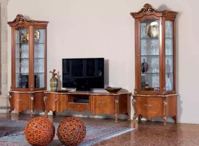 Classic r TV Lowboard Luxury 2x Display case Living room Furniture Wall unit Wood