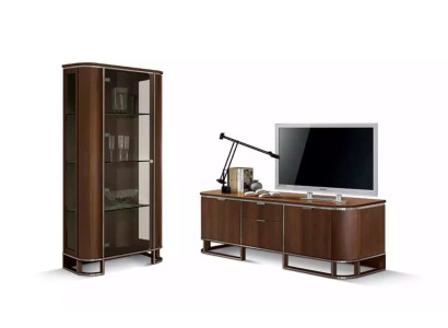 TV stand television wall wall unit lowboard brown high gloss display case