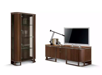 TV stand television wall wall unit lowboard brown high gloss display case