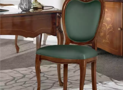 Classic r Brown Wood Chair Luxury Office furniture Green Single Seater Design