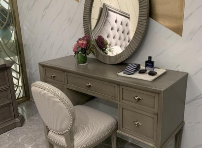 Dressing table Mirror Stool Luxury Complete Bedroom Set 3pcs. Wooden consoles