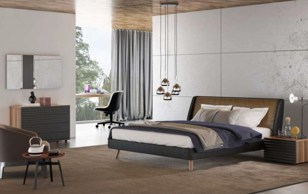 Dressing table Natural Walnut - Matt juta Mirror Bedroom Modern