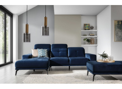 Designer Sofa Couch Corner sofa Textile Upholstery Suite Living landscape L-shape Blue e