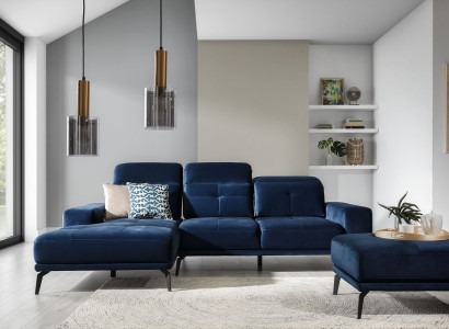 Designer Sofa Couch Corner sofa Textile Upholstery Suite Living landscape L-shape Blue e