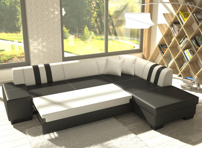 Classic Design Corner sofa Porto II Bed function Couch Textile Sofas Sleep Sofa