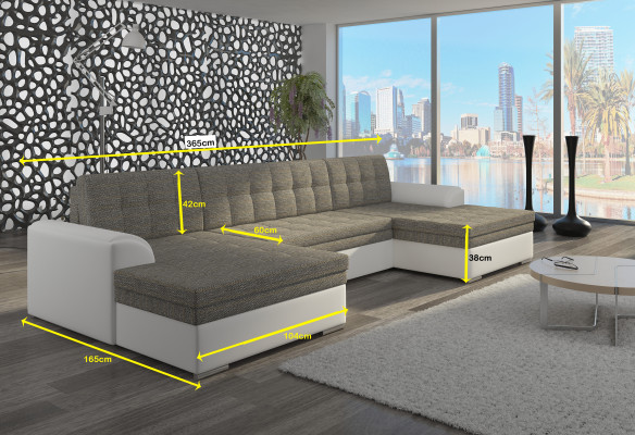 Modern Design Corner sofa Vento Bed function Couch Leather Upholstery Textile Sofas