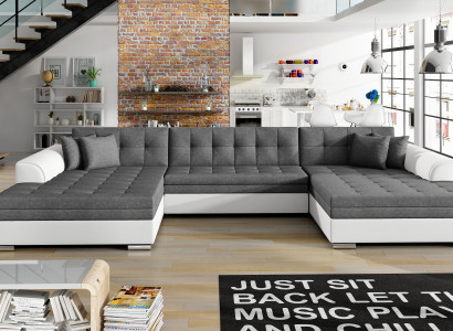 Design Corner sofa Sofa bed Bed function Couch Leather Upholstery Textile Sofas new 1070
