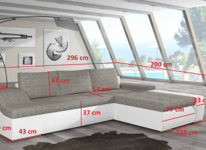 Modern Corner sofa Ontario Bed function Living room Couch Textile Sofas Sleep