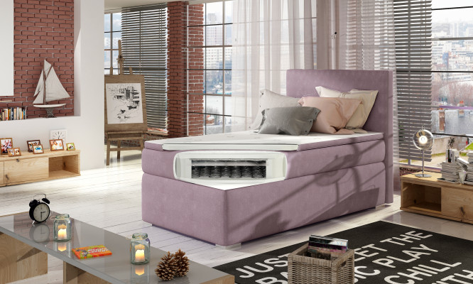 Boxspring Bed Hotel Beds 90x200cm Leather Complete bed base Topper