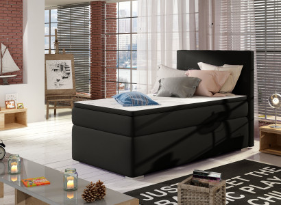 Boxspring Bed Hotel Beds 90x200cm Leather Complete bed base Topper